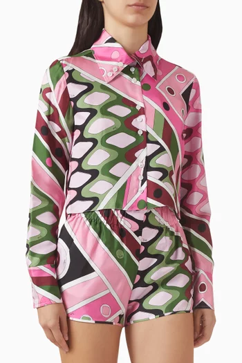 قميص قصير بنقشة فيفارا حرير تويل