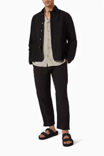 قميص بياقة بطية كتان