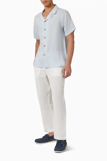 قميص بياقة بطية كتان