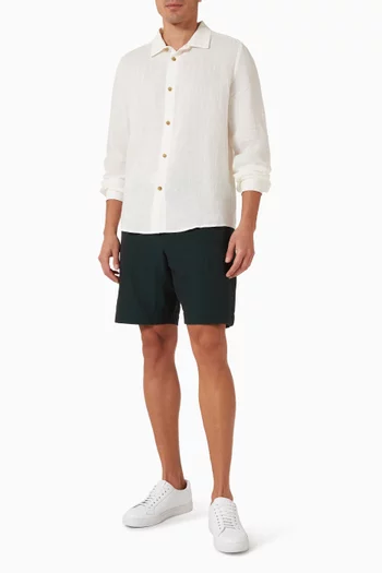 Mid-length Elastic Shorts in Linen