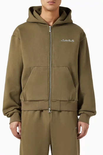 Signature Relaxed Fit Zip Hoodie in Cotton-blend