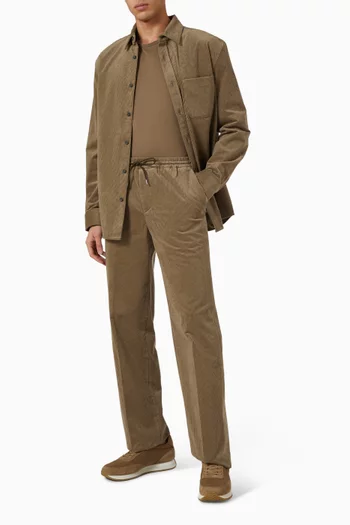 بنطال قماش قطن مخملي مضلع