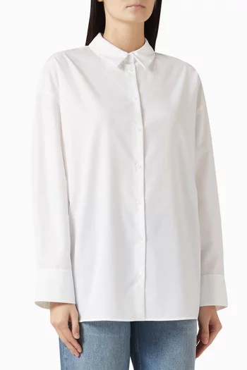 قميص بقصة مربعة قطن ممرسر