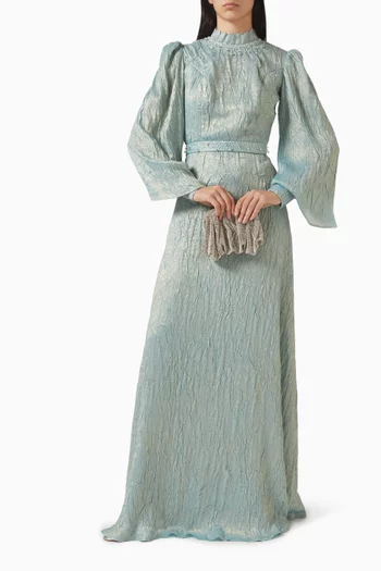 Embellished Dress in Metallic-chiffon