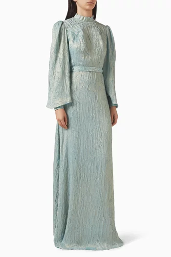 Embellished Dress in Metallic-chiffon