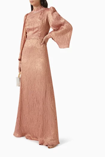 Embellished Dress in Metallic-chiffon