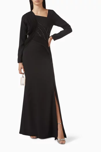 Bead-embellished Dress in Crepe
