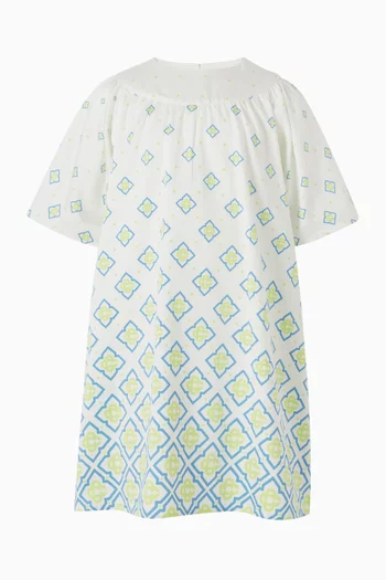 فستان طويل بنقشة بألوان متدرجة