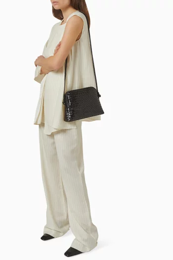 حقيبة كروس مالوري صغيرة جلد مجدول