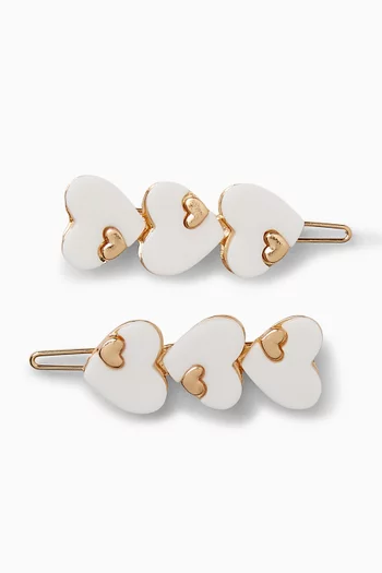 طقم مشابك للشعر بتصميم قلب، قطعتان