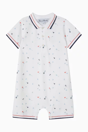 All-over Print Romper in Cotton-pique