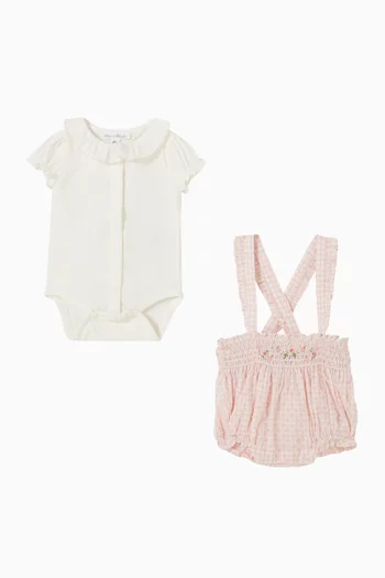 Two-Tone Gingham Romper & Dungarees