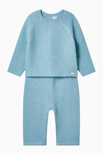 طقم سويت شيرت وبنطال قماش منسوج