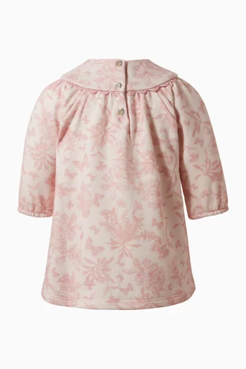 Toile-print Dress in Cotton-fleece