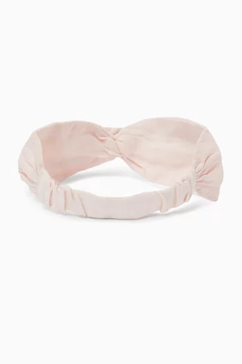 Floral Embroidered Headband in Linen