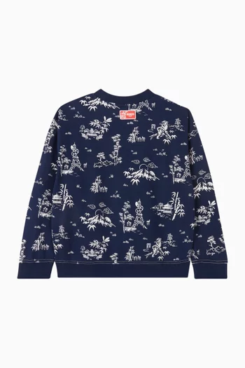 Printed Sweatshirt in Cotton