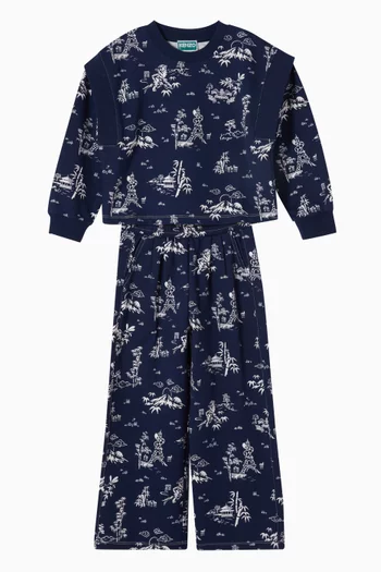 بنطال رياضي  بنقشة وقصة فضفاضة