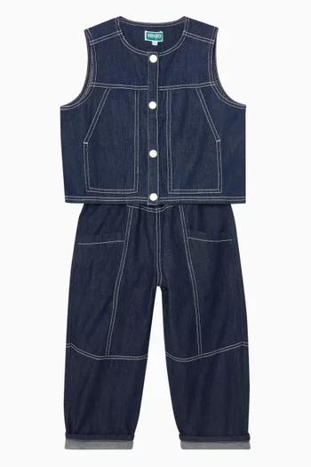 بنطال جينز بحياكة بلون مغاير