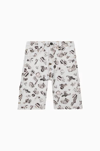 Striped Printed Bermuda Shorts