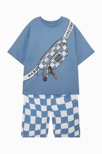 تي شيرت بأكمام قصيرة وطبعة قطن