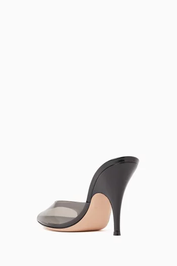 حذاء مفتوح صوفيا بكعب 95 مم أجزاء شفافة وجلد