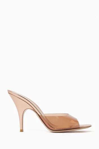 حذاء مفتوح صوفيا بكعب 95 مم أجزاء شفافة وجلد