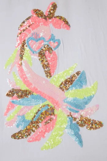 تي شيرت مطرز بالترتر قطن