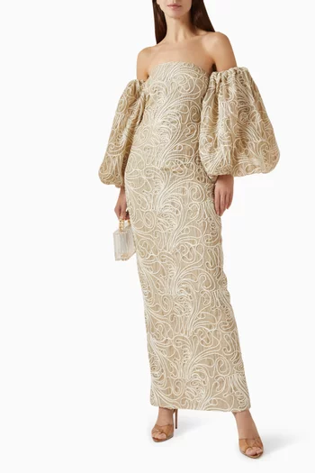 Abstract Embroidered Maxi Dress