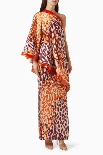 One-shoulder Printed Maxi Dress