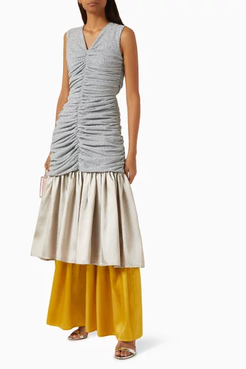 Gathered V-neck Gown