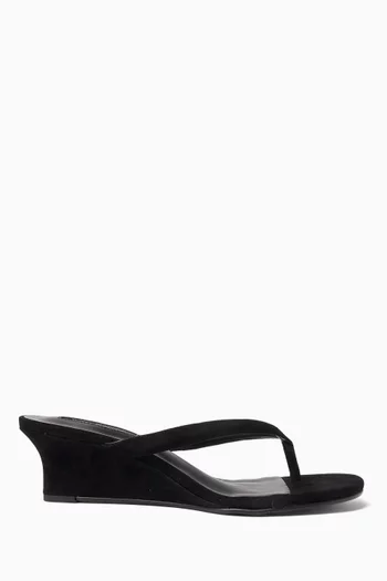 Edgy 50 Thong Wedge Sandals in Suede