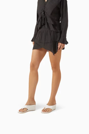 حذاء مفتوح سويفت بسيور رفيعة وكعب سميك 65 مم جلد