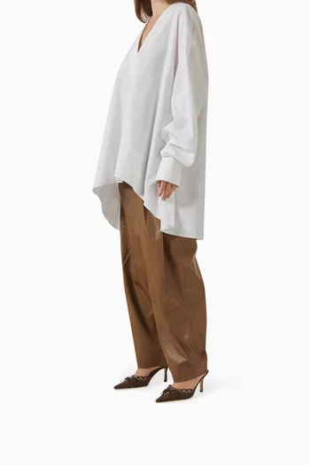 حذاء شاي مفتوح من الخلف بكعب 80 مم شمواه