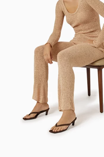 حذاء مفتوح توباز بسيور رفيعة وكعب 50 مم شمواه