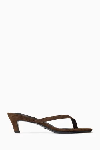 حذاء مفتوح توباز بسيور رفيعة وكعب 50 مم شمواه