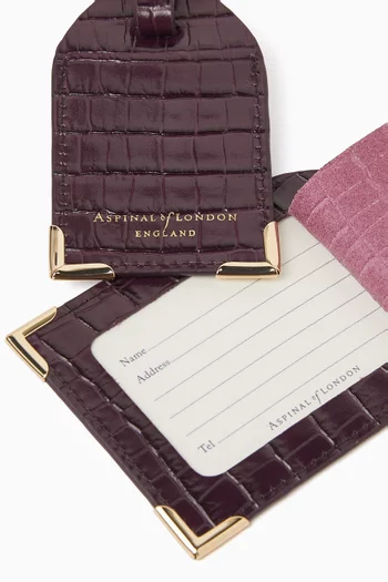 Luggage Tags, Set of 2 in Croc-embossed Leather