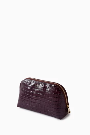 حقيبة مستحضرات تجميل لندن جلد بنقشة جلد التمساح