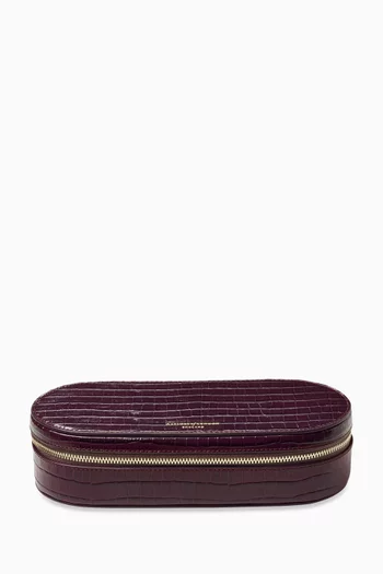 Jewellery & Watch Travel Case in Croc-embossed Leather