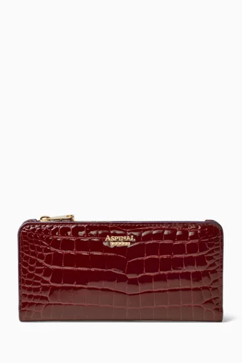 Large Mayfair Wallet in Patent Croc-embossed Leather