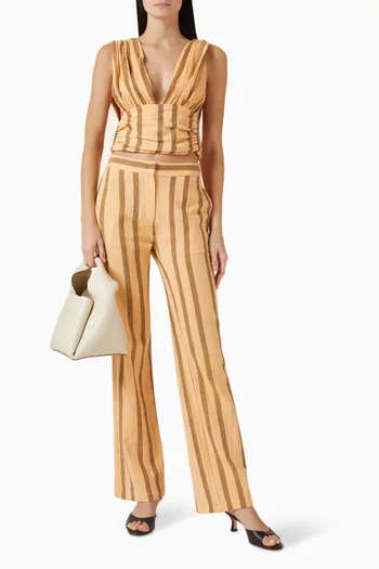 بلوزة سولي بنقشة مخططة قطن