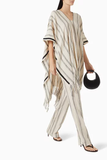 Kahi Striped Poncho in Cotton