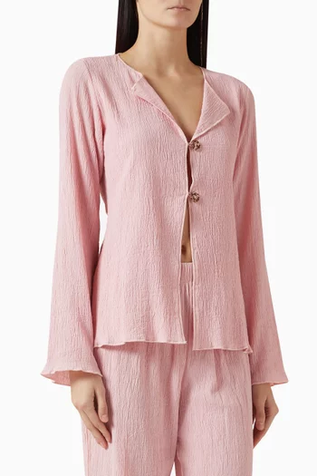 بلوزة ملايكا بتصميم مجعد قطن