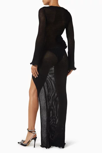 فستان بيوني طويل كروشيه