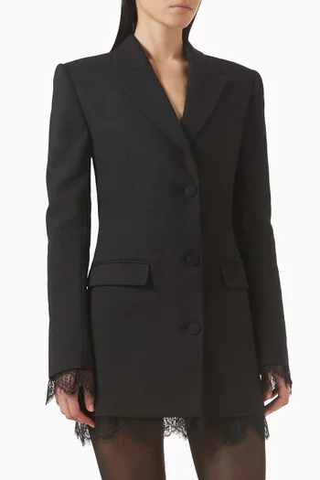 فستان بنمط جاكيت وفتحة في الخلف كتان