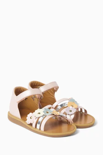 Poppy Multi Flo Sandals in Leather