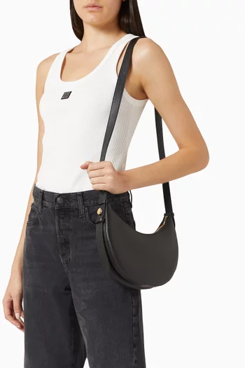 Romy Half Moon Shoulder Bag in Pebbled Leather