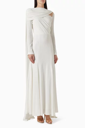 فستان سهرة بقصة غير متماثلة على شكل ذيل السمكة