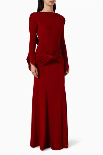 فستان سهرة بتصميم متقاطع وقصة ذيل السمكة