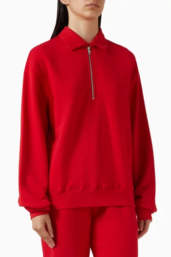 Zip-up Polo Sweatshirt in French Terry