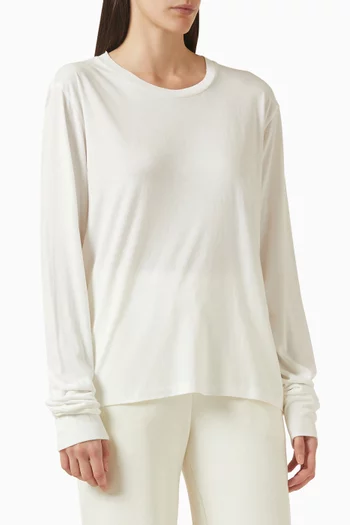 تي شيرت بقصة بويفريند قطن ومودال